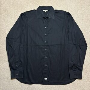 Burberry Shirt Mens 18 XXL Black Stretch Dress Long Sleeve Button Front Logo